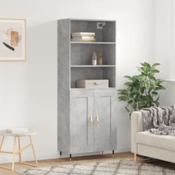 Berkfield Home Highboard Concrete Grey 69.5x34x180 cm Engineered Wood - thumbnail 1