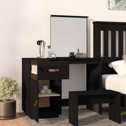 Berkfield Home Beautiful Dressing Table Black 95x50x134 cm Solid Wood Pine - Size: 95 x 50 x 134 cm