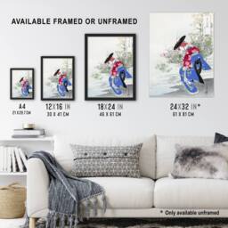 "Artery8 The Fox Spirit Geisha Dance Vintage Japan Framed Wall Art Print Gekko - Size: W12"" x H16""" - thumbnail 3