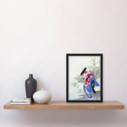 "Artery8 The Fox Spirit Geisha Dance Vintage Japan Framed Wall Art Print Gekko - Size: W12"" x H16""" - thumbnail 4
