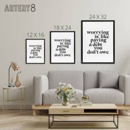 "Artery8 Worrying Is Like Paying A Debt You Don't Owe Framed Canvas Wall Art in White - Size: W12"" x H16""" - thumbnail 4