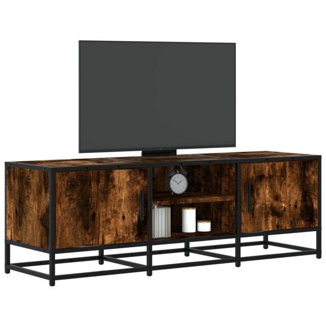 Berkfield Home TV Cabinet Smoked Oak 120x35x41 cm Engineered Wood & Metal in Brown - Size: 120 x 35 x 41 cm - image 1