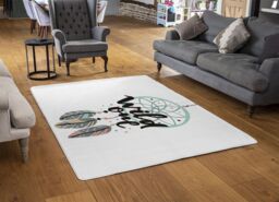 Benjamin Tate Design Cute Print In Boho Style Rug in Natural - Size: Large - thumbnail 2