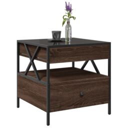 Berkfield Home Coffee Table with Infinity LED Brown Oak 50x50x51 cm - Size: 50 x 50 x 51 cm - thumbnail 5