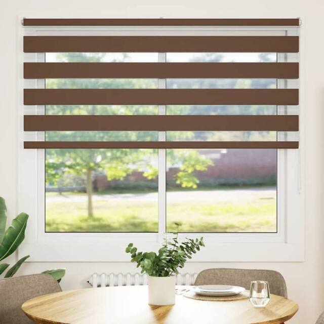 Berkfield Home Zebra Blind Brown 165x150 cm Fabric Width 160.9 cm Polyester - image 1