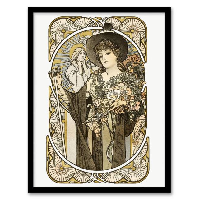 Artery8 La Tosca Theatre Play Vintage French Advert Framed Wall Art Print Mucha in White - Size: A4 - image 1