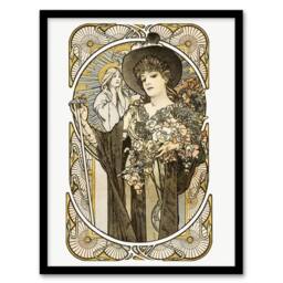 Artery8 La Tosca Theatre Play Vintage French Advert Framed Wall Art Print Mucha in White - Size: A4 - thumbnail 1