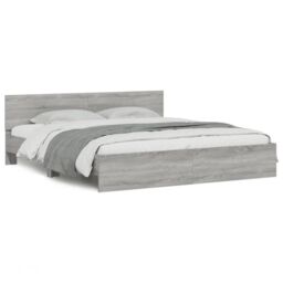 Berkfield Home Bed Frame with LED without Mattress Grey Sonoma 200x200 cm - thumbnail 5