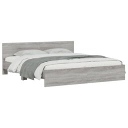Berkfield Home Bed Frame with LED without Mattress Grey Sonoma 200x200 cm - thumbnail 3