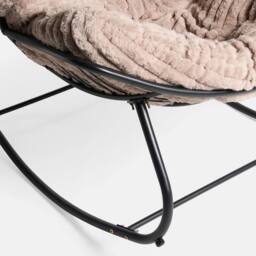 OHS Ribbed Faux Fur Rocking Chair Upholstered Metal Frame Cushioned in Natural - thumbnail 7