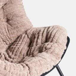 OHS Ribbed Faux Fur Rocking Chair Upholstered Metal Frame Cushioned in Natural - thumbnail 6