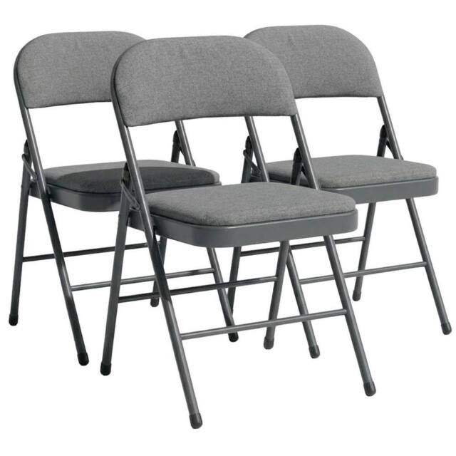 SPETLEK 3 METAL FOLDING CHAIR GREY FABRIC - image 1