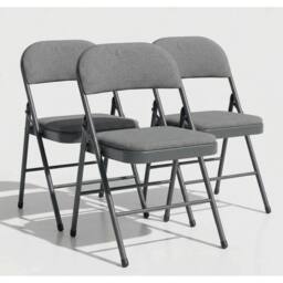 SPETLEK 3 METAL FOLDING CHAIR GREY FABRIC - thumbnail 2