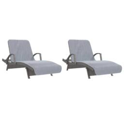 Berkfield Home Soft Beach Towels 2 pcs Grey 75x200 cm Fabric 400 GSM - thumbnail 4