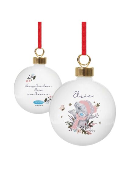 Personalised Memento Company Personalised Me To You® Cosy Winter Christmas Bauble in White - image 1