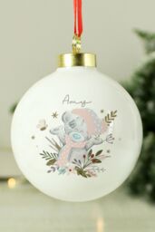 Personalised Memento Company Personalised Me To You® Cosy Winter Christmas Bauble in White - thumbnail 3