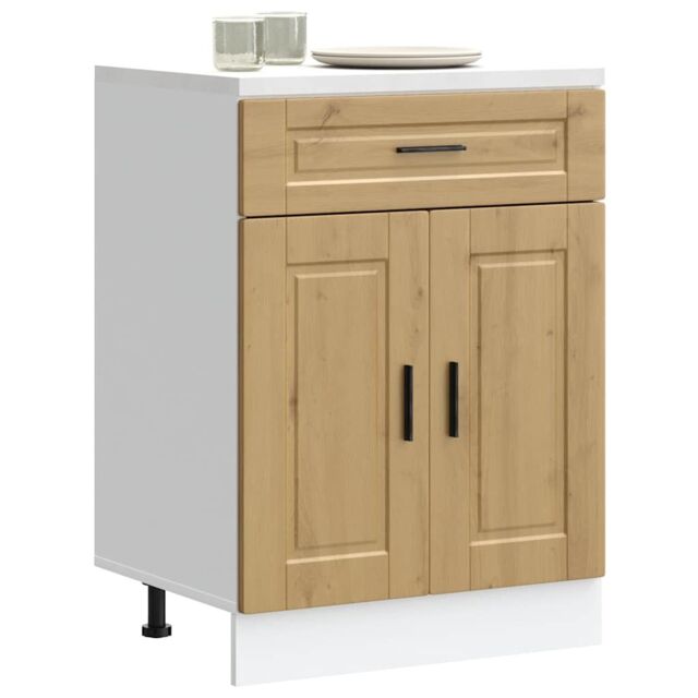 Berkfield Home Kitchen Base Cabinet¬†Porto Artisan Oak Engineered Wood in Brown - image 1