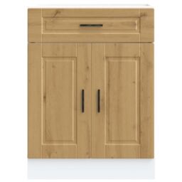 Berkfield Home Kitchen Base Cabinet¬†Porto Artisan Oak Engineered Wood in Brown - thumbnail 4