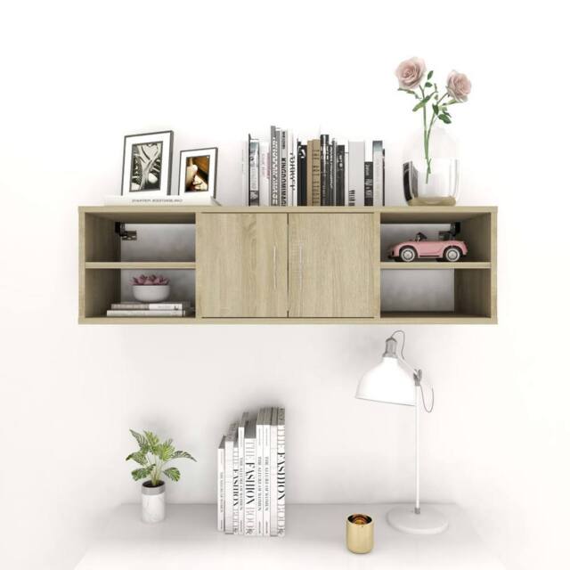Berkfield Home Wall Shelf Sonoma Oak 102x30x29 cm Engineered Wood in Light Tan - Size: 102 x 30 x 29 cm - image 1
