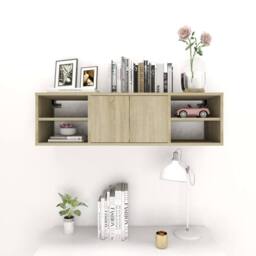 Berkfield Home Wall Shelf Sonoma Oak 102x30x29 cm Engineered Wood in Light Tan - Size: 102 x 30 x 29 cm