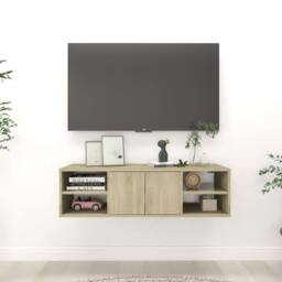 Berkfield Home Wall Shelf Sonoma Oak 102x30x29 cm Engineered Wood in Light Tan - Size: 102 x 30 x 29 cm - thumbnail 2