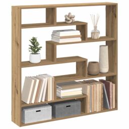 Berkfield Home Wall Cube Shelf 7 Compartments Artisian Oak Engineered Wood in Brown - thumbnail 1