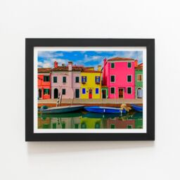 "Warren Reed - Designer Bright & Colorful Houses In Burano Island Framed Art Print in Black - Size: W24"" x H36""" - thumbnail 1