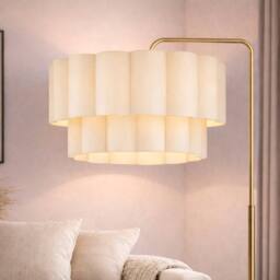 CGC Lighting Kyra Brushed Gold Angled Floor Lamp with Two Layer Scalloped Lampshade in Cream - thumbnail 3