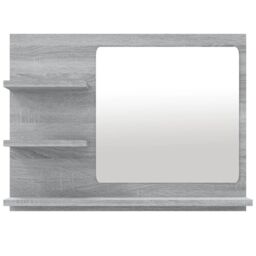 Berkfield Home Bathroom Mirror Grey Sonoma 60x10.5x45 cm Engineered Wood - thumbnail 3