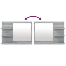 Berkfield Home Bathroom Mirror Grey Sonoma 60x10.5x45 cm Engineered Wood - thumbnail 5