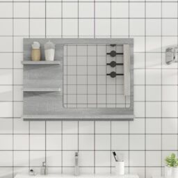 Berkfield Home Bathroom Mirror Grey Sonoma 60x10.5x45 cm Engineered Wood - thumbnail 1
