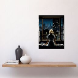 "Artery8 Wall Art Print Alfred Hitchcock Rear Window Inspired Hyperrealist Painting Watching Neighbours at Night Poster in Black - Size: W12"" x H16""" - thumbnail 2