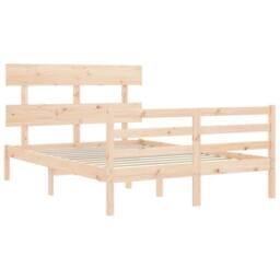 Berkfield Home Bed Frame with Headboard 120x200 cm Solid Wood in Natural - Size: Small Double - thumbnail 5