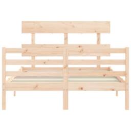 Berkfield Home Bed Frame with Headboard 120x200 cm Solid Wood in Natural - Size: Small Double - thumbnail 6