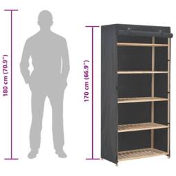 Berkfield Home Wardrobe Grey 79x40x170 cm Fabric - Size: 79 x 40 x 170 cm - thumbnail 7