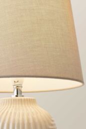 ValueLights Harrison Tapered Shade Grey Geometic Ribbed Pattern Gloss Table Lamp - Size: Medium - thumbnail 4
