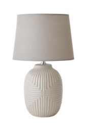 ValueLights Harrison Tapered Shade Grey Geometic Ribbed Pattern Gloss Table Lamp - Size: Medium - thumbnail 6