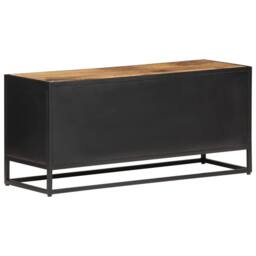 Berkfield Home TV Cabinet 90x30x40 cm Rough Mango Wood & Natural Cane in Brown - Size: 90 x 30 x 40 cm - thumbnail 4