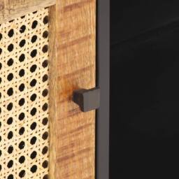Berkfield Home TV Cabinet 90x30x40 cm Rough Mango Wood & Natural Cane in Brown - Size: 90 x 30 x 40 cm - thumbnail 6