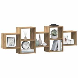 Berkfield Home Wall Shelf Artisian Oak 129x18x42 cm Engineered Wood in Brown - Size: 129 x 18 x 42 cm - thumbnail 3