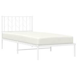 Berkfield Home Metal Bed Frame without Mattress with Headboard White 90x190cm - Size: 90x190 cm - thumbnail 3