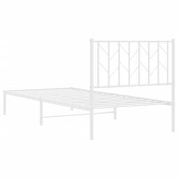 Berkfield Home Metal Bed Frame without Mattress with Headboard White 90x190cm - Size: 90x190 cm - thumbnail 7