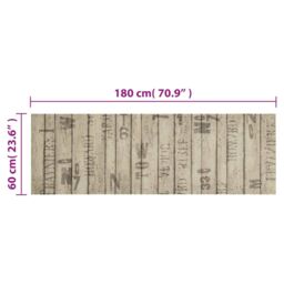 Berkfield Home Kitchen Rug Washable Fence 60x180 cm Velvet in Taupe - thumbnail 5