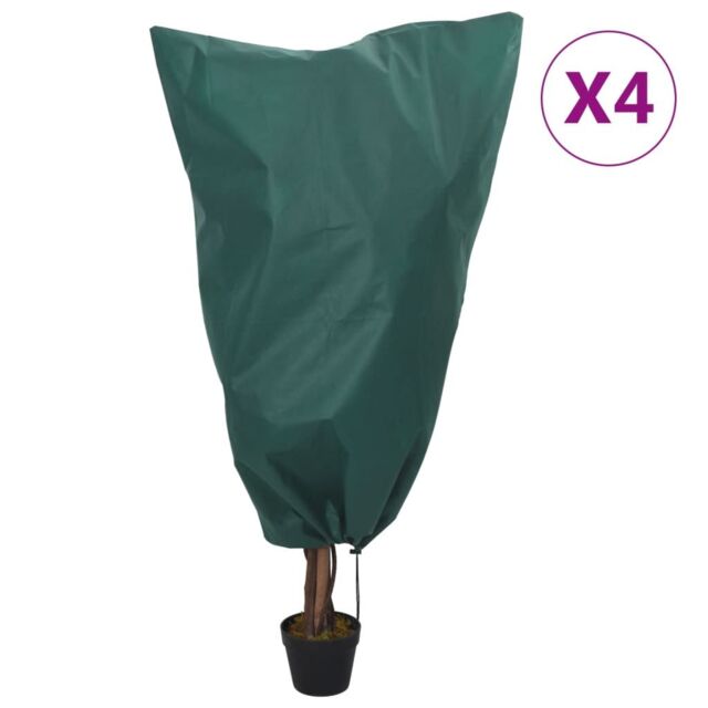 Berkfield Home Plant Fleece Covers with Drawstring 4 pcs 70 g/m¬≤ 0.8x1.2 m in Green - image 1