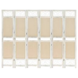 Berkfield Home 6-Panel Room Divider Cream 210x165 cm Fabric in Beige