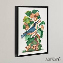 "Artery8 Nuthatch Bird Hazel Oak & Bramble Bolton Black Framed Canvas Art - Size: W12"" x H16""" - thumbnail 2