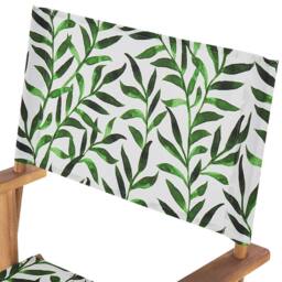 Wyld and Coco Folding Director Chairs Set - Light Brown Acacia with Leaf Fabric - thumbnail 5
