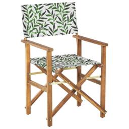 Wyld and Coco Folding Director Chairs Set - Light Brown Acacia with Leaf Fabric - thumbnail 4