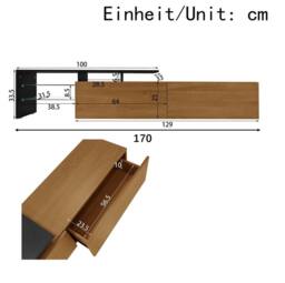 STILVORA TV Stand with LED, 170 cm, Black & Natural - thumbnail 4