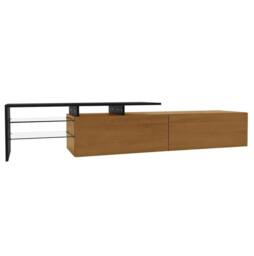STILVORA TV Stand with LED, 170 cm, Black & Natural - thumbnail 6